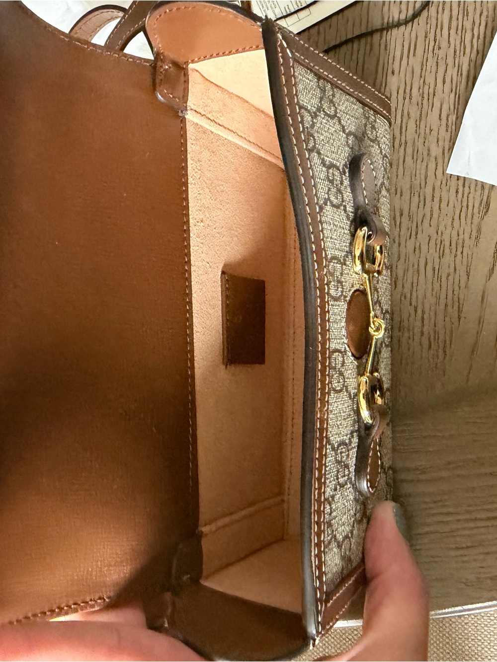 Gucci Brown GG Canvas Leather Horsebit Crossbody - Picture 4 of 9